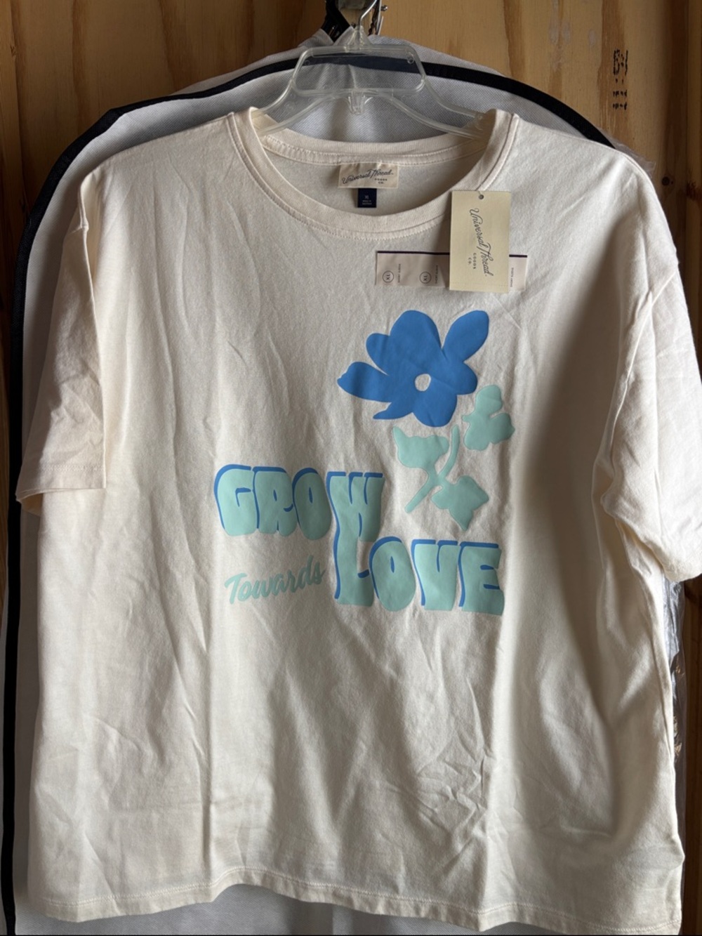 Universal Thread Cream Tee with Blue Flower & Mint Graphic